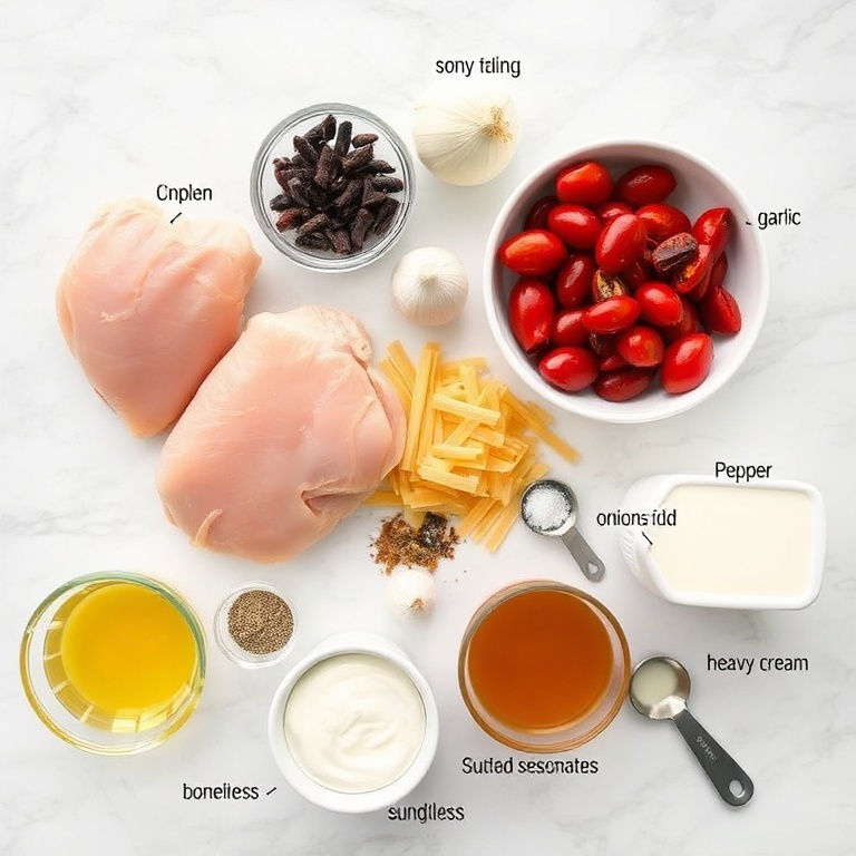 Raw Ingredients for Slow Cooker Chicken Pasta