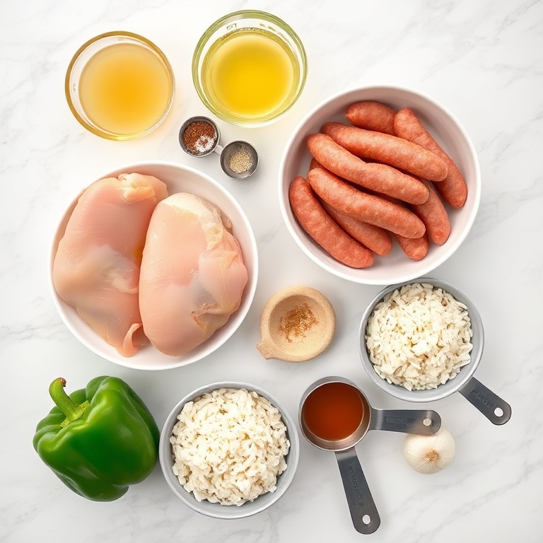 Raw ingredients for Southern Chicken Bog