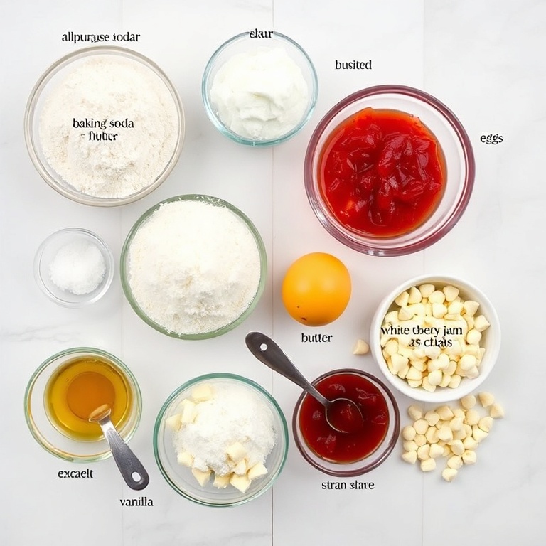 Raw ingredients for strawberry cheesecake cookies