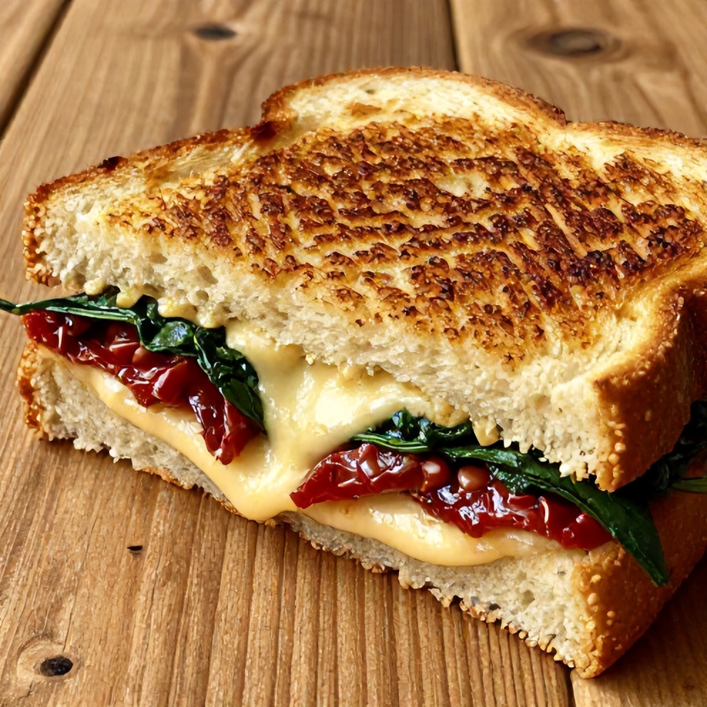 sun-dried tomato spinach grilled cheese