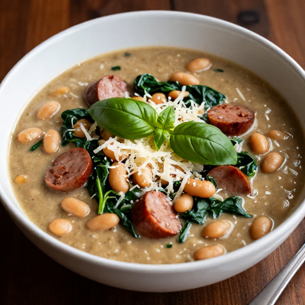 Bowl of creamy Tuscan White Bean Soup