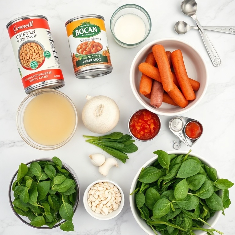 Raw ingredients for Tuscan White Bean Soup