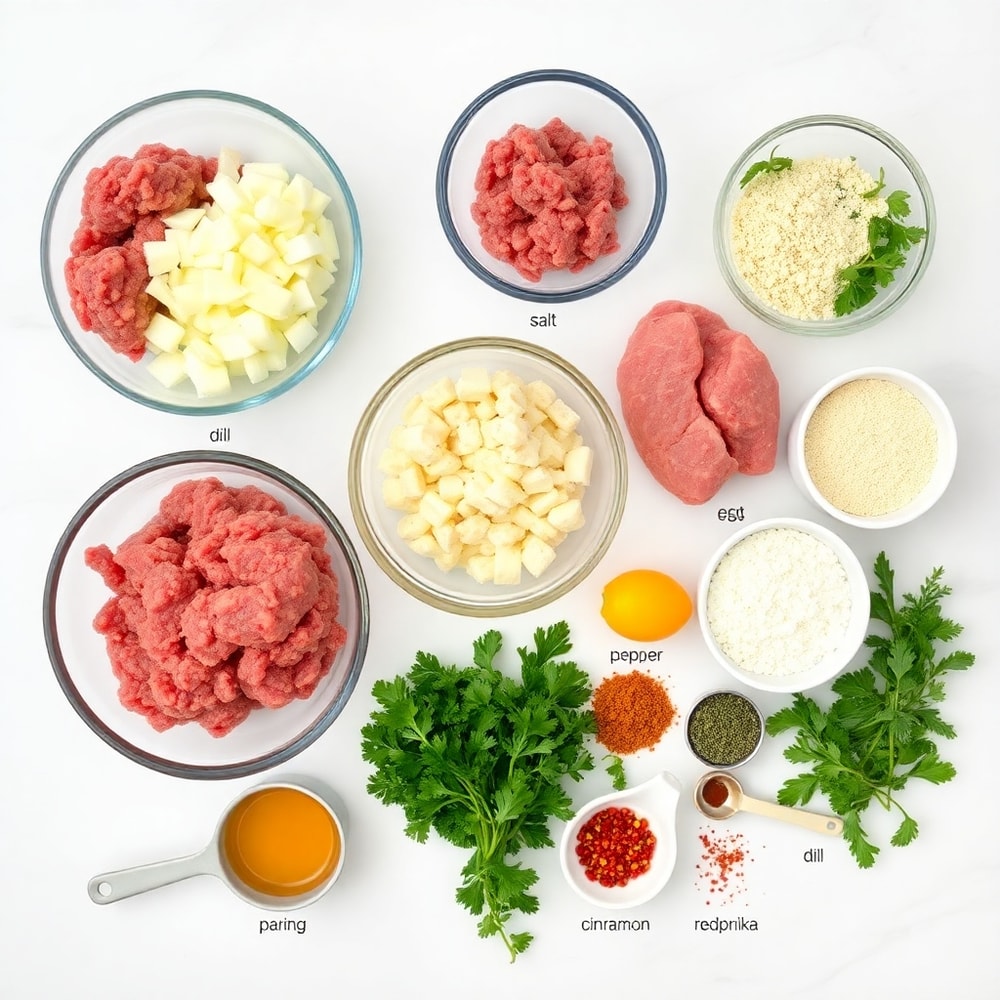 Raw Ingredients for Air Fried Greek Meatballs