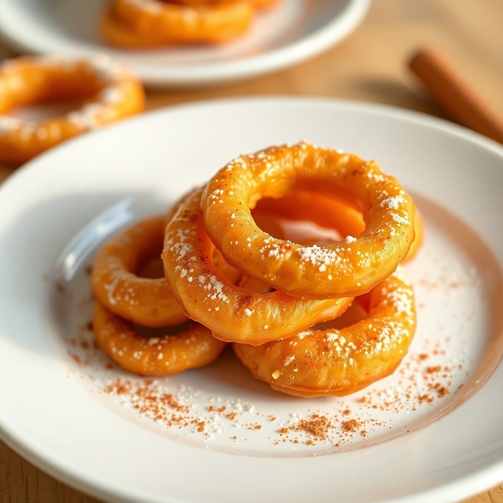 Plated Air Fryer Cinnamon Apple Rings