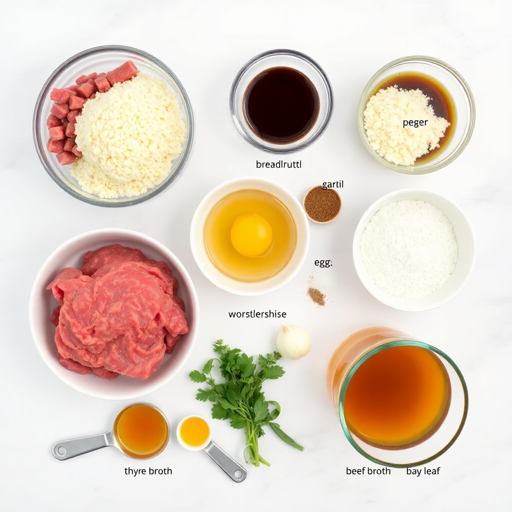 Raw ingredients for Air Fryer Salisbury Steak Meatballs