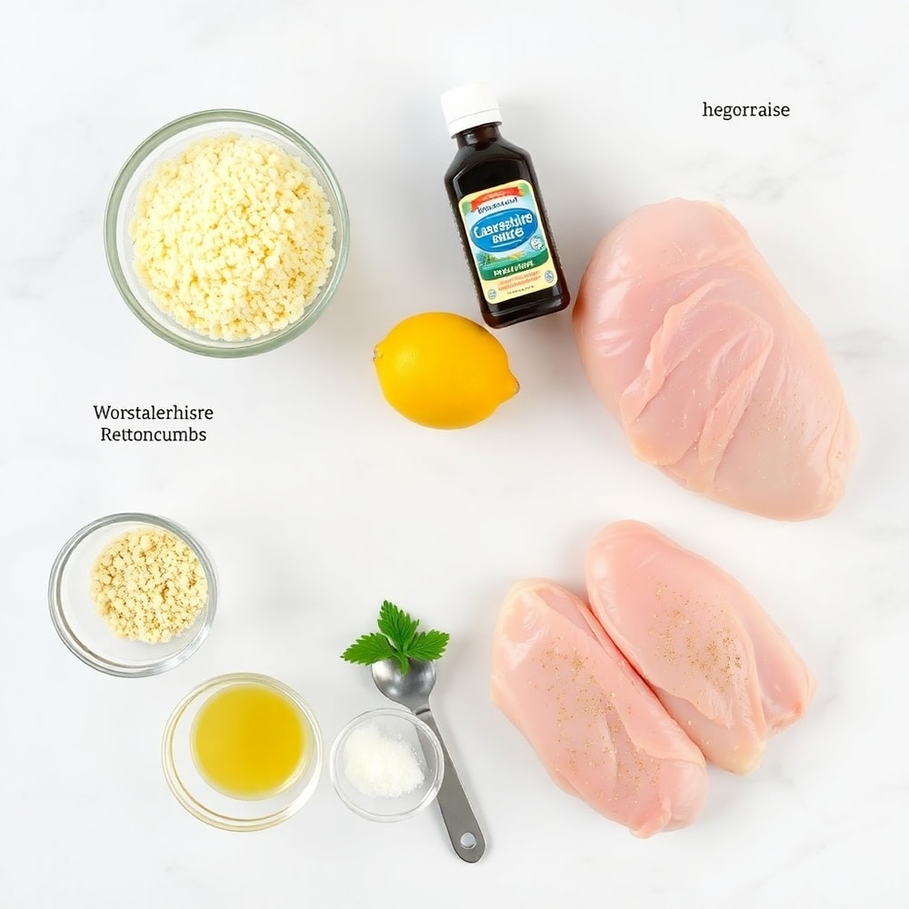 Raw ingredients for Baked Caesar Chicken