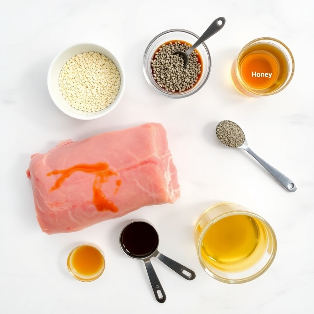 BBQ Pulled Pork ingredients on a marble counter