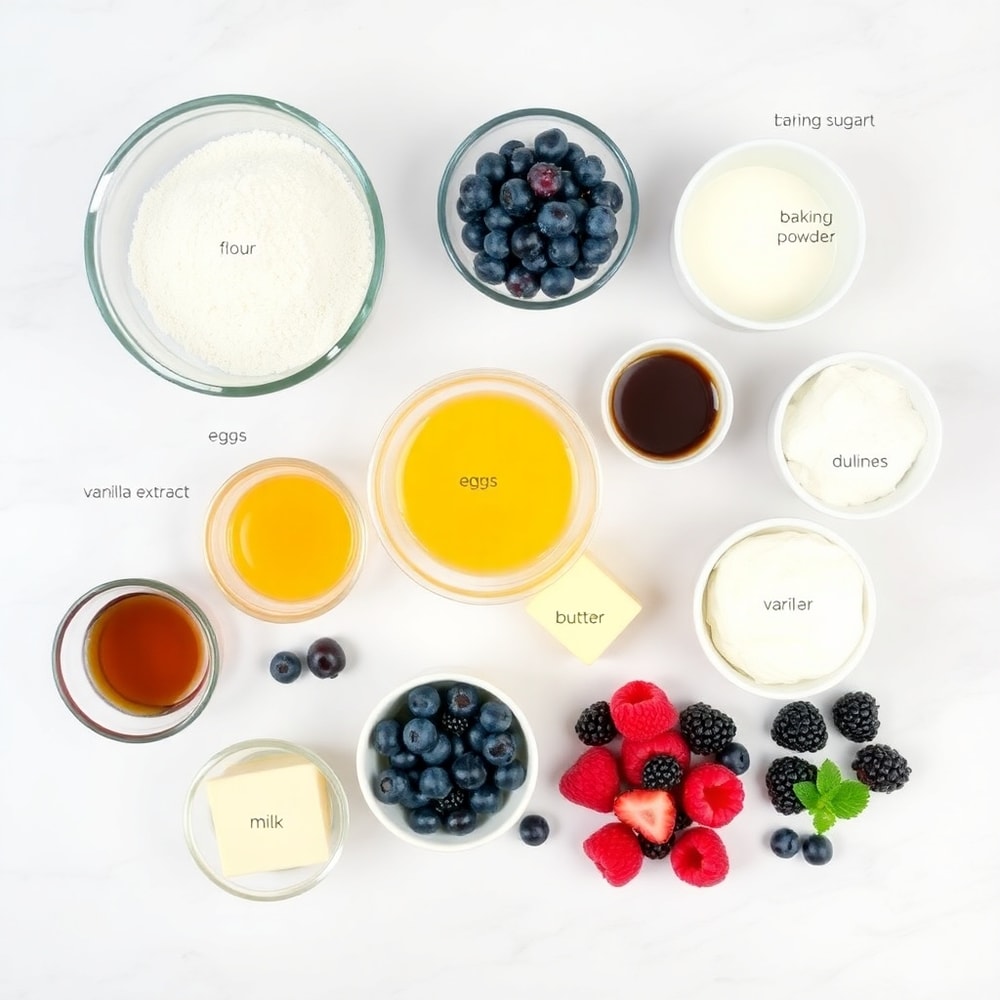 Ingredients for berry cream cheese muffins