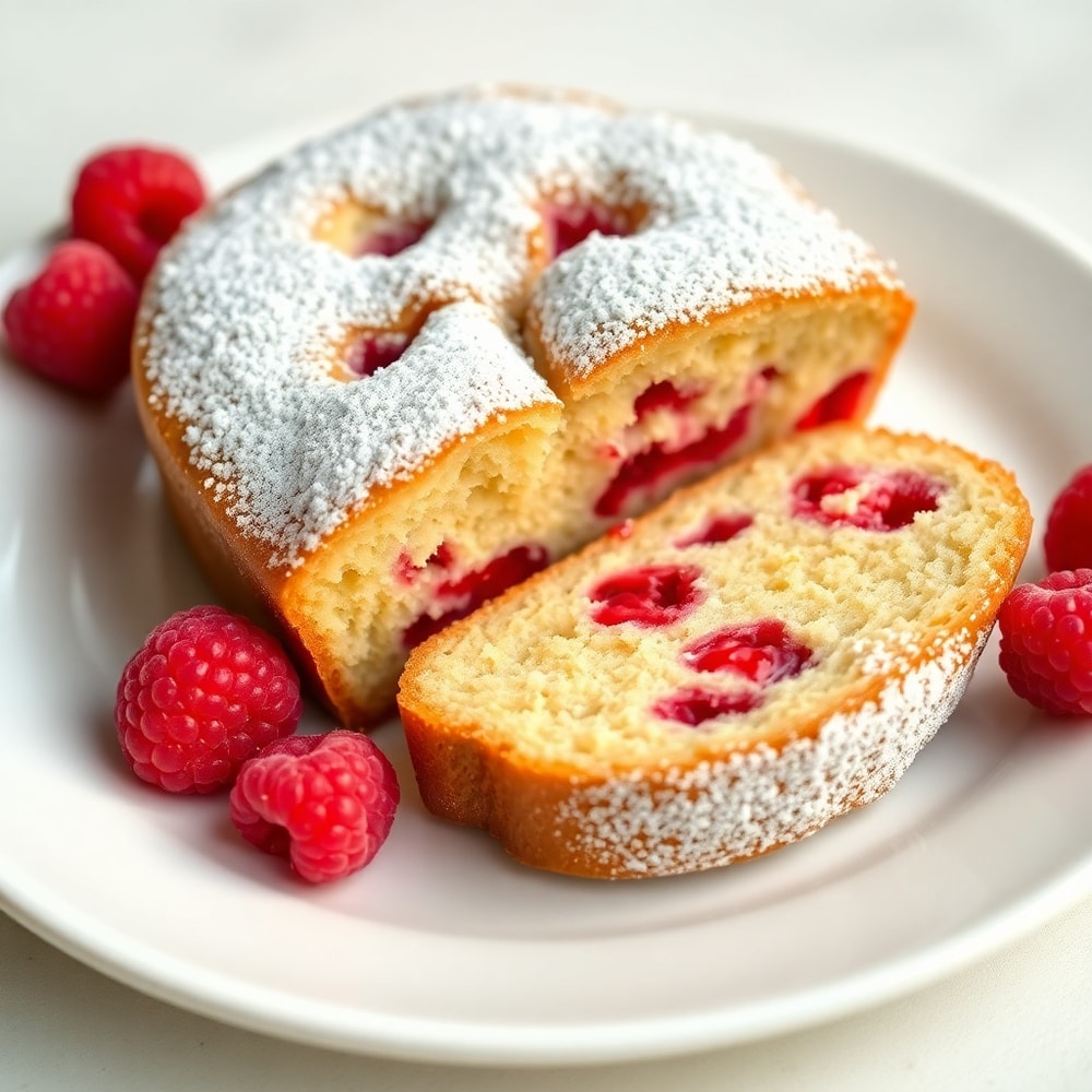Sliced Raspberry Bread on a white plate