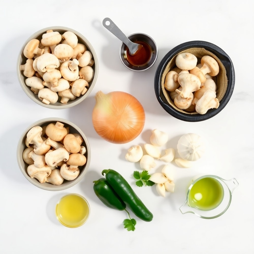 Raw ingredients for mushroom tacos