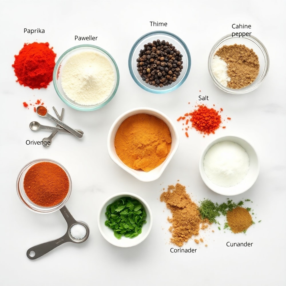 Cajun seasoning ingredients flat lay