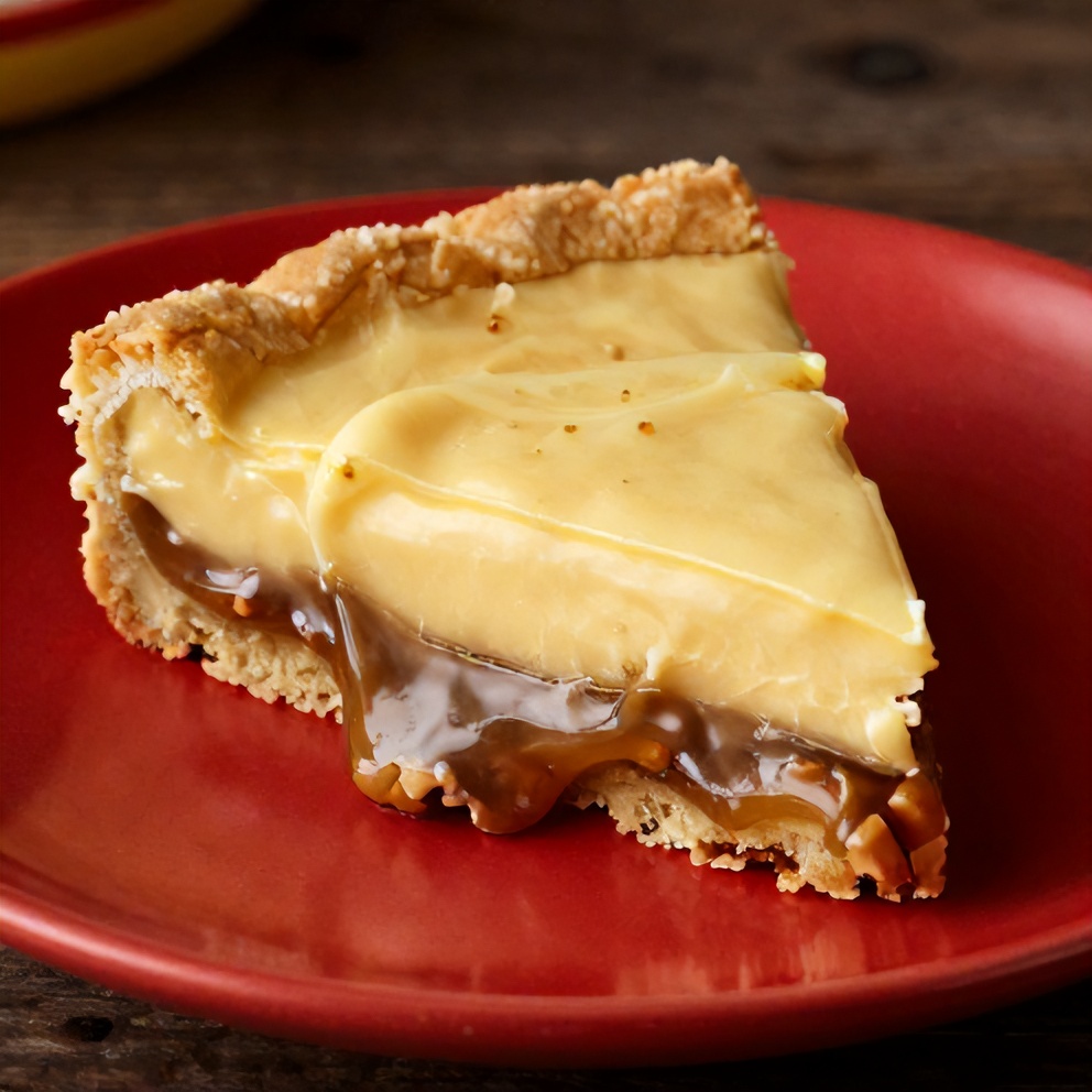 A perfect slice of Canada Day Butter Tart Bars on a red plate