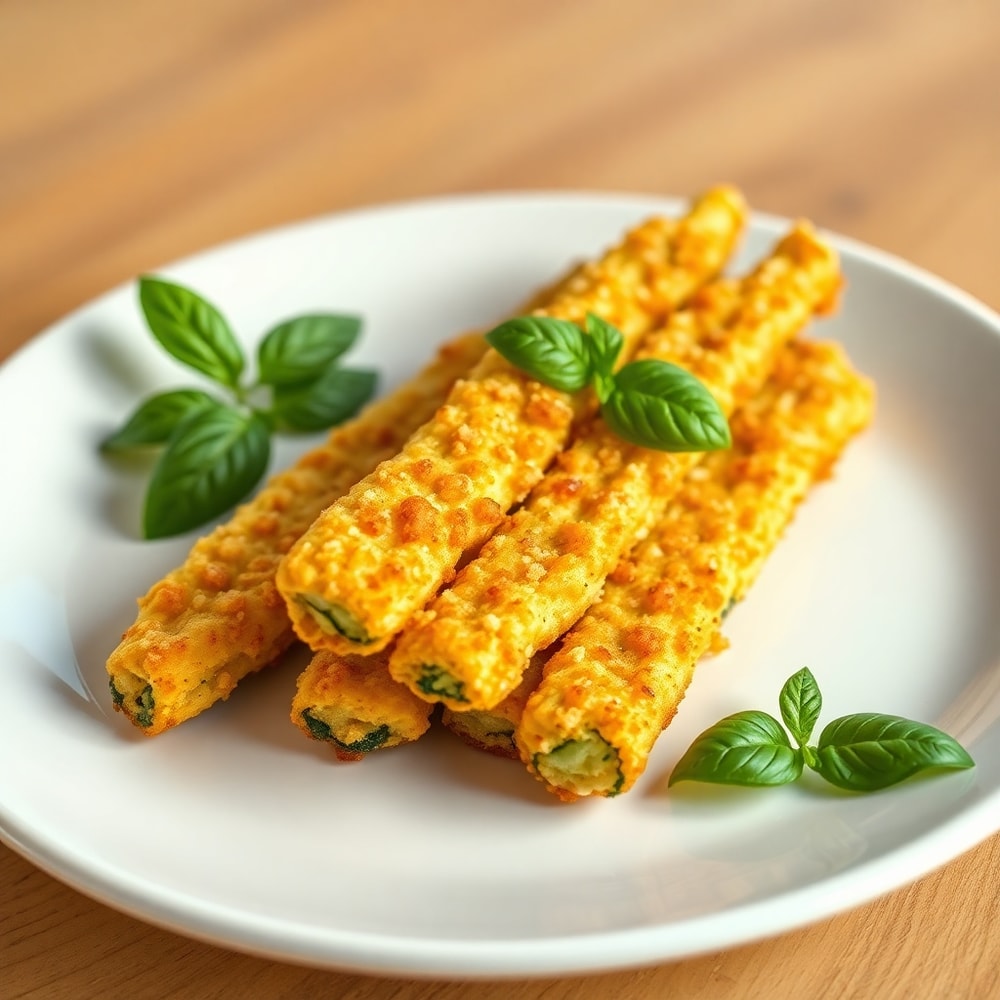 Crispy Cheesy Zucchini Breadsticks on a plate