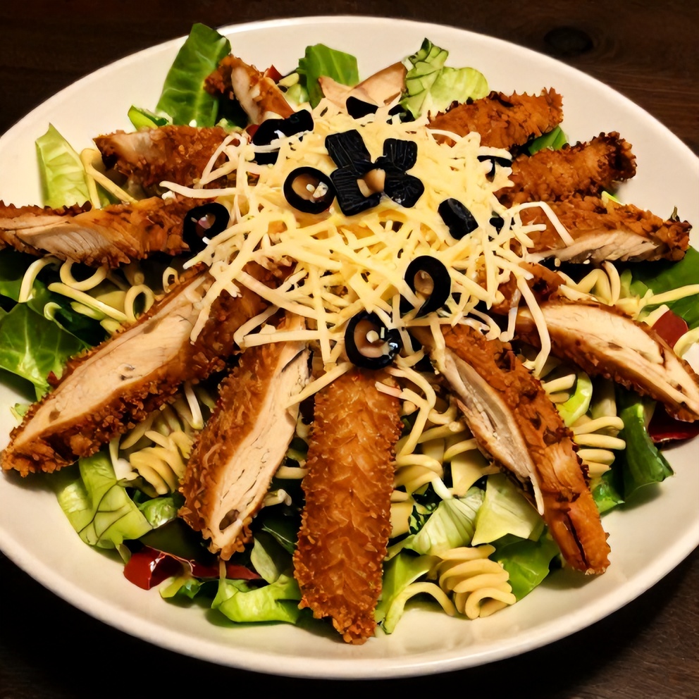 Chicken Pasta Salad on a Bed of Lettuce