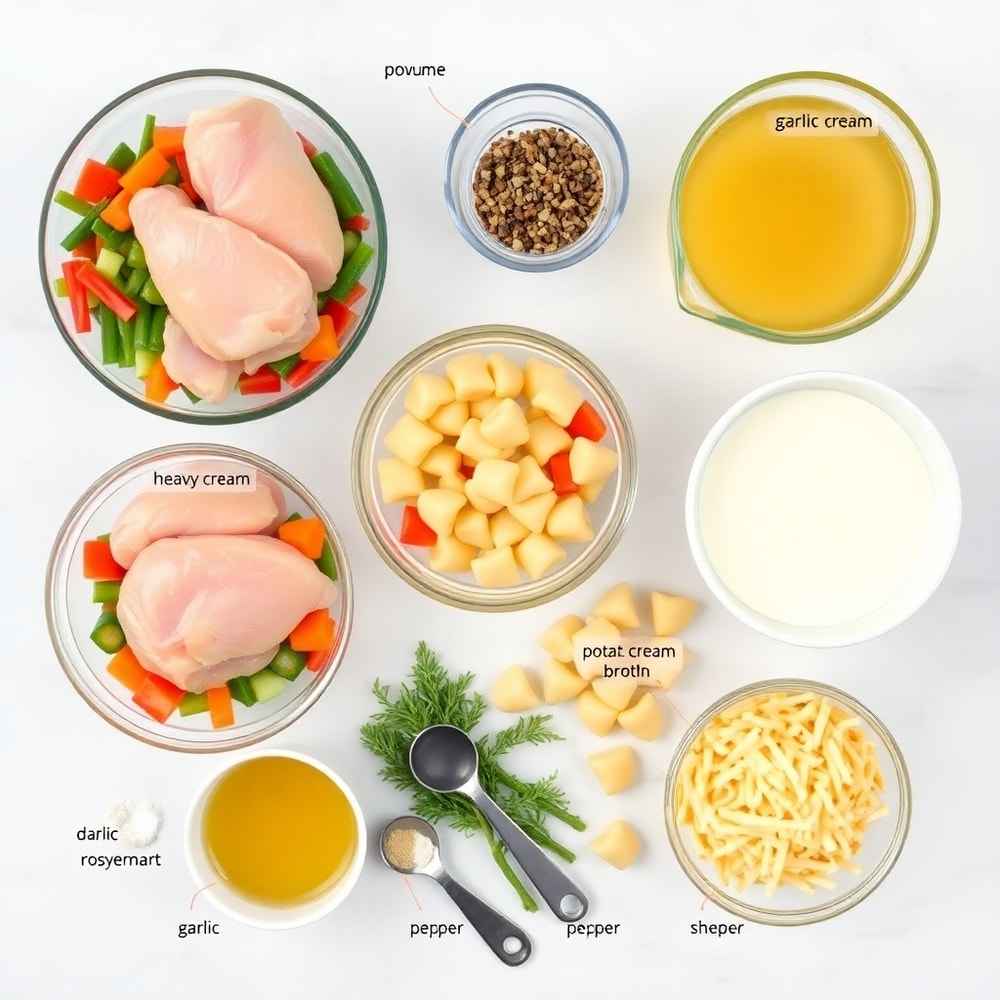 Raw Ingredients for One Pot Gnocchi Chicken Pot Pie