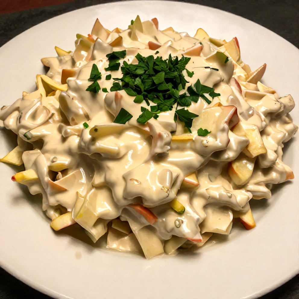 Perfectly plated creamy coleslaw with apple cider vinegar dressing