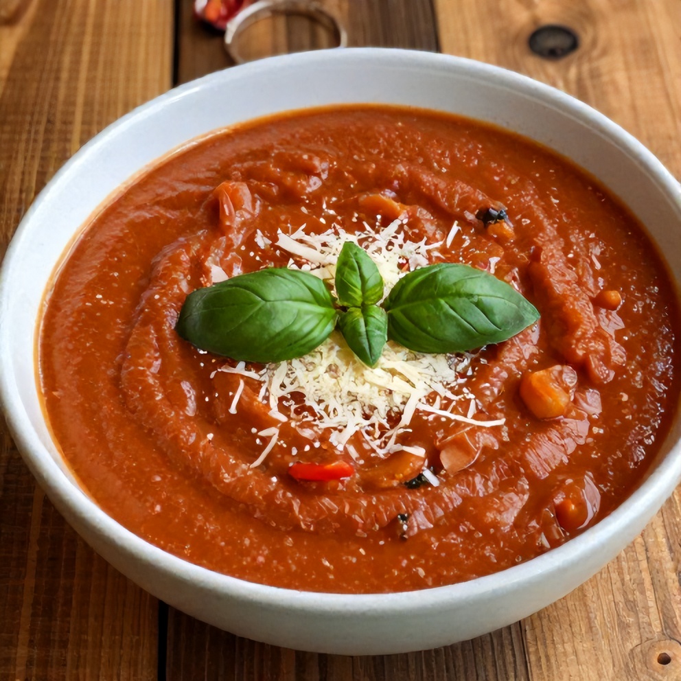 Creamy Crockpot Tuscan Tomato Basil Soup