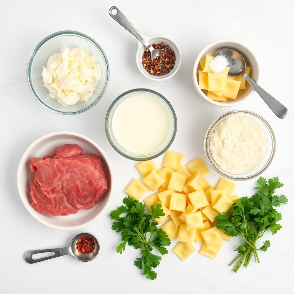 Ingredients for Creamy Garlic Steak Tortellini