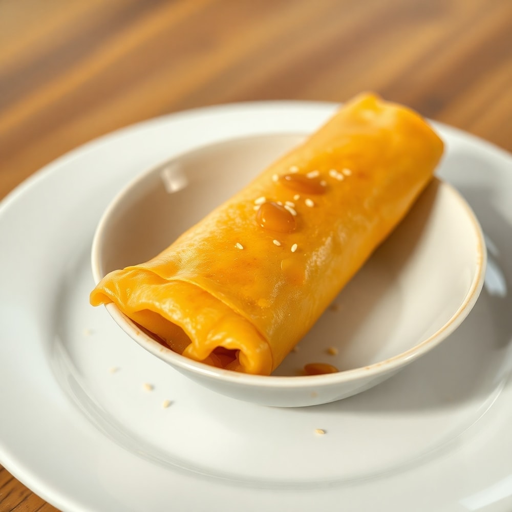Perfectly plated serving of Egg Roll in a Bowl on a white plate, with a sprinkle of sesame seeds