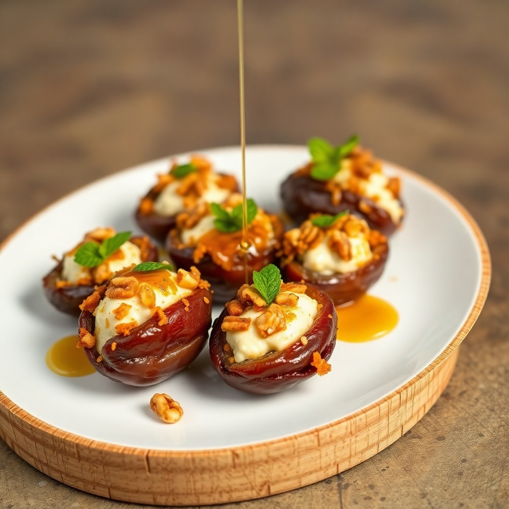 Plated Goat Cheese Stuffed Dates