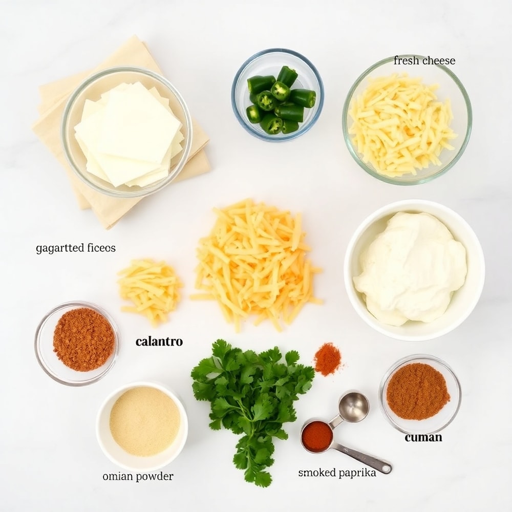 Raw ingredients for Jalapeno Popper Egg Rolls on a marble surface