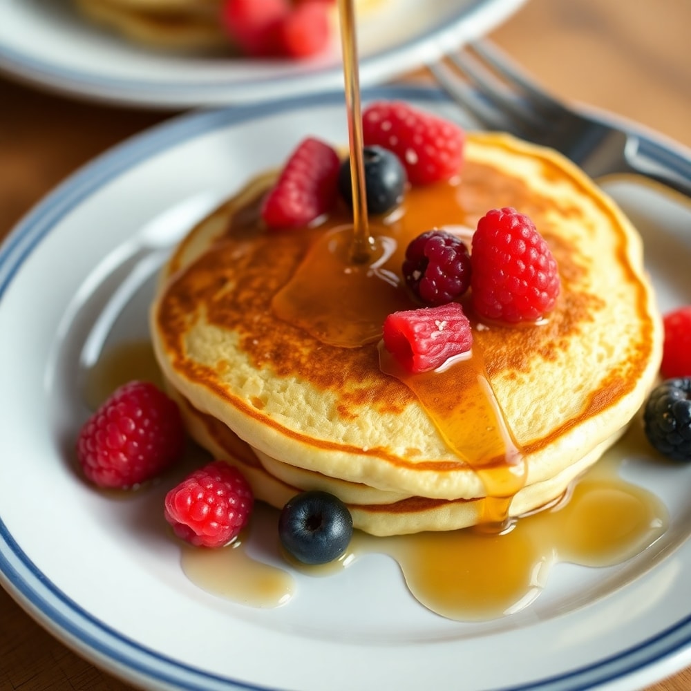 Plated Lion Pancakes with syrup
