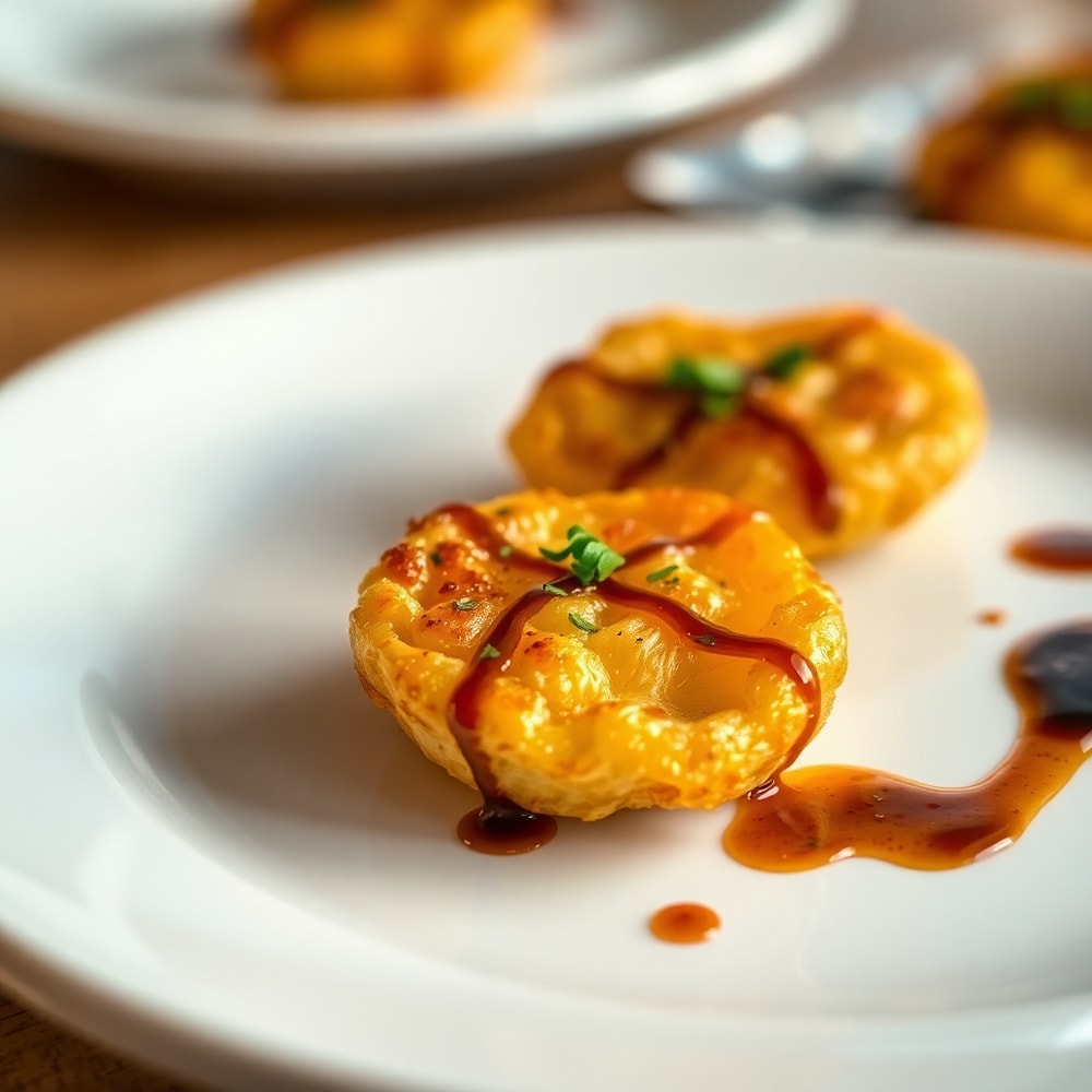 Plated New Year’s Eve appetizers with fresh herbs
