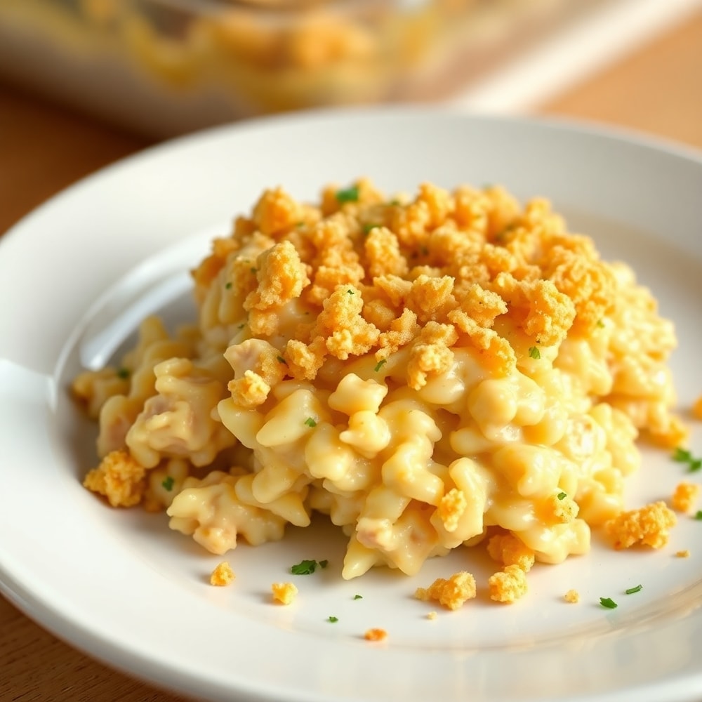 Ritz Cracker Chicken Casserole Served