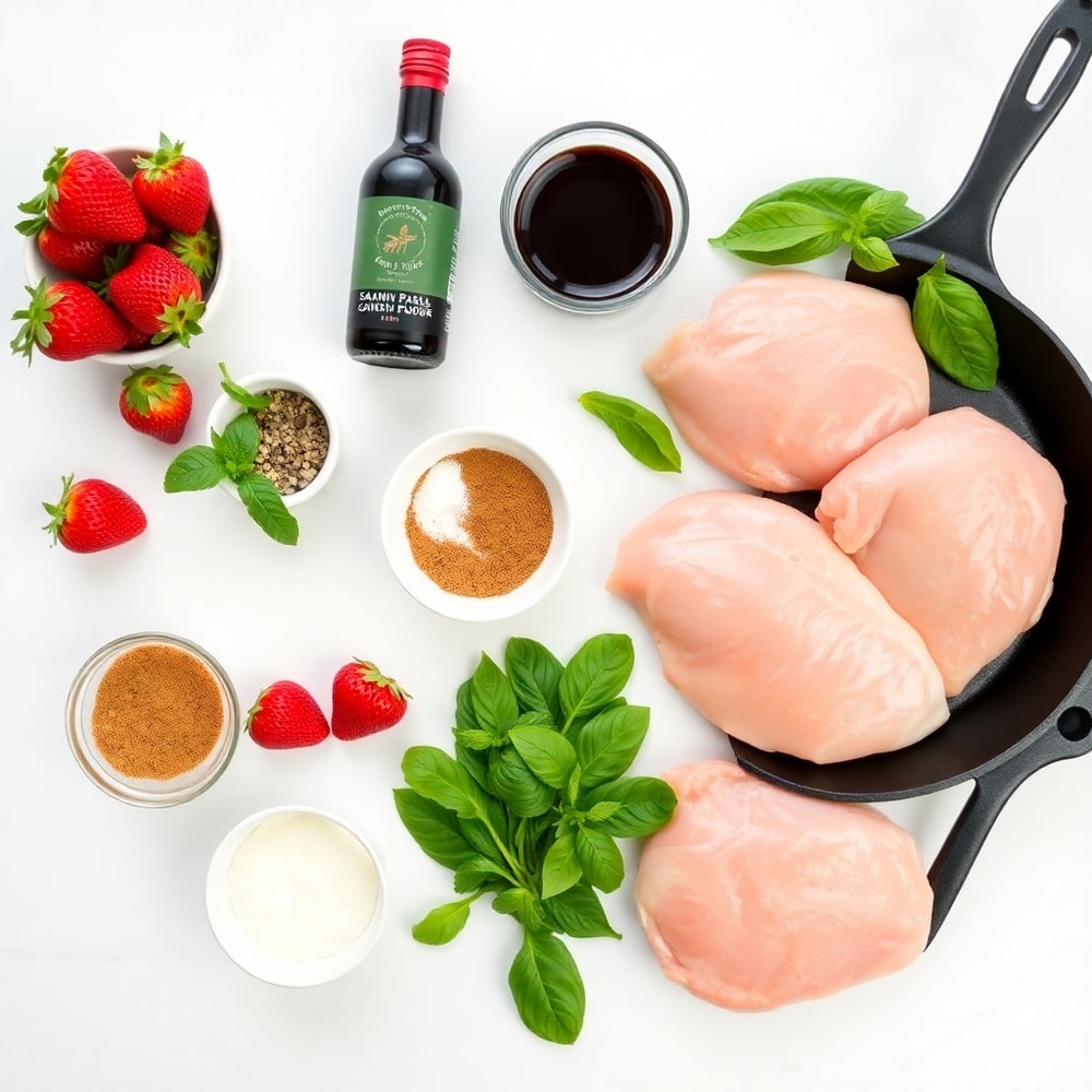 Raw Ingredients for Strawberry Basil Chicken