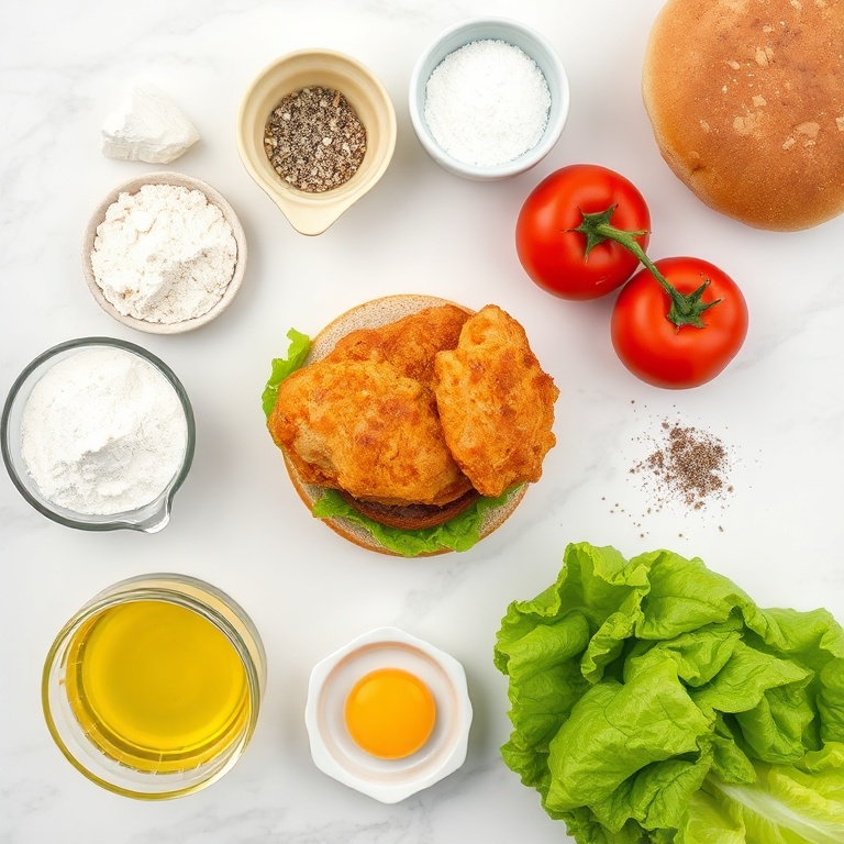 Raw ingredients for Thai Fried Chicken Sandwich