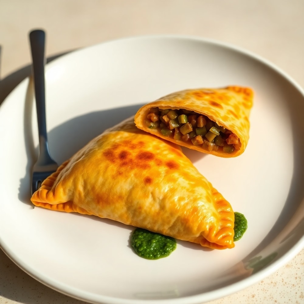 Plated Vegan Lentil Empanadas with Chimichurri