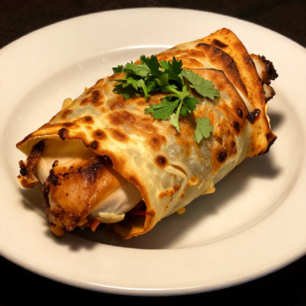 Plated Baked Chicken Chimichanga