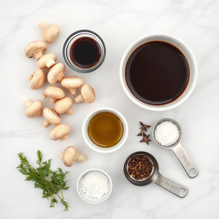 Raw Ingredients for Balsamic Garlic Mushrooms