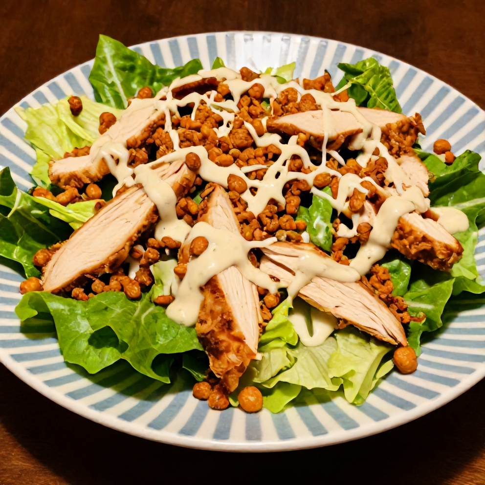 Plated Buffalo Chicken Salad with ranch dressing