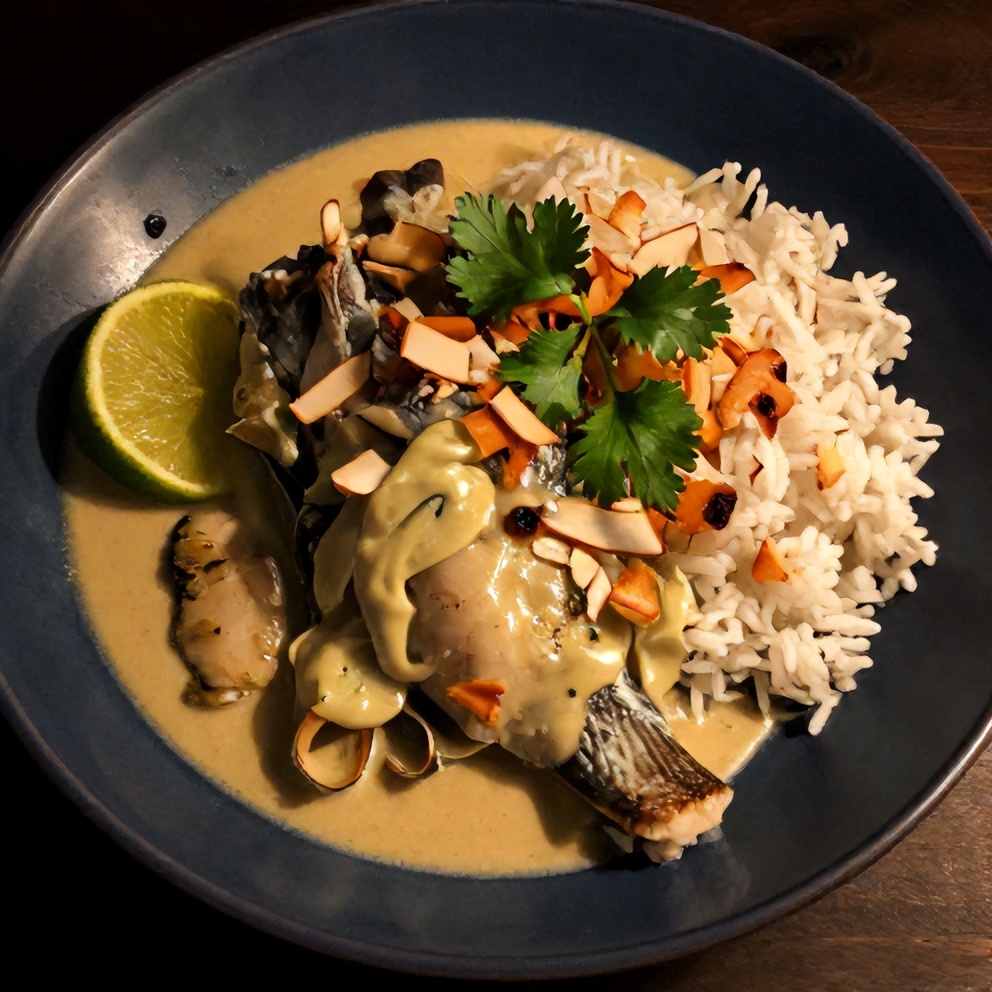Coconut Lime Fish Curry with Jasmine Rice