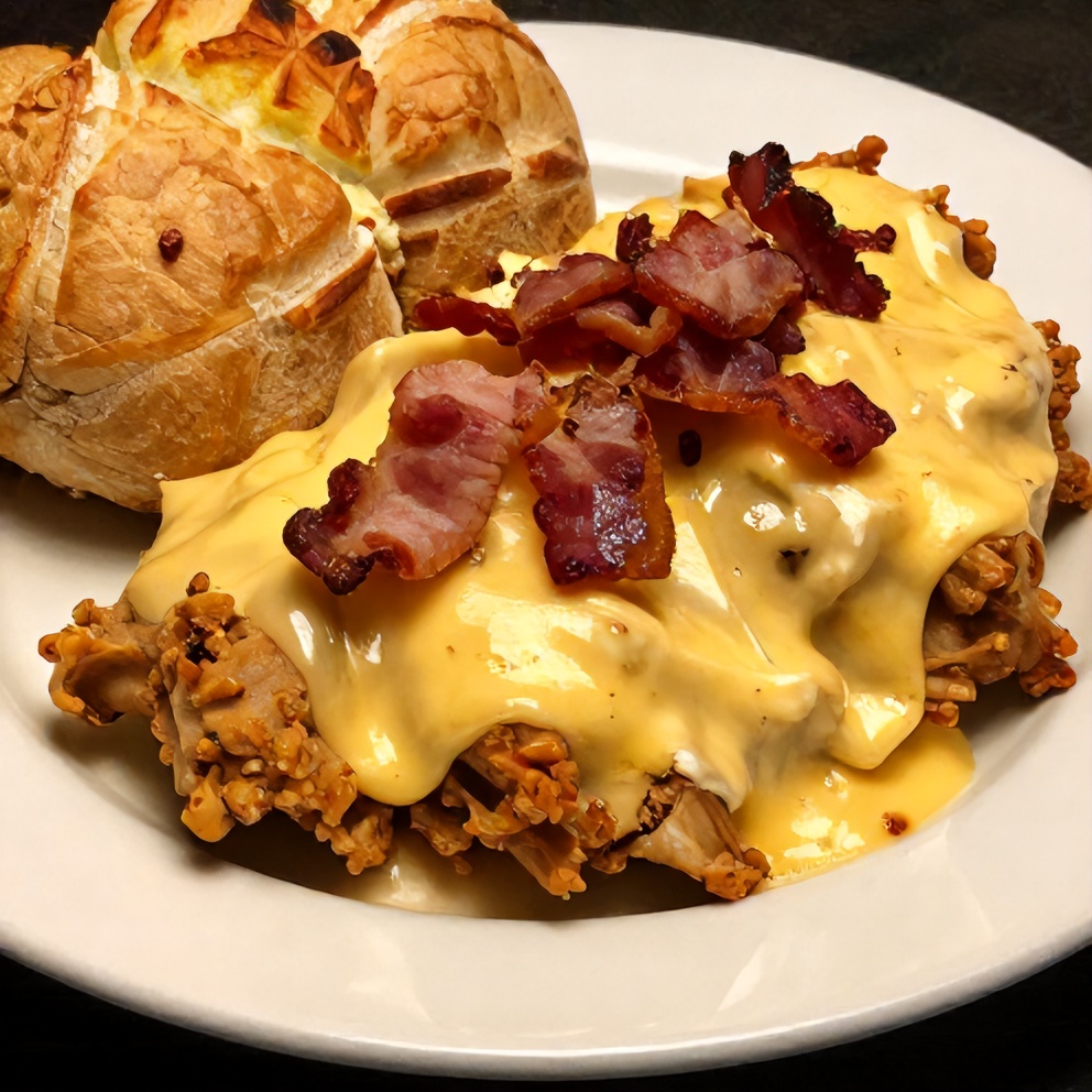 Crockpot Crack Chicken served on a plate with a side of bread