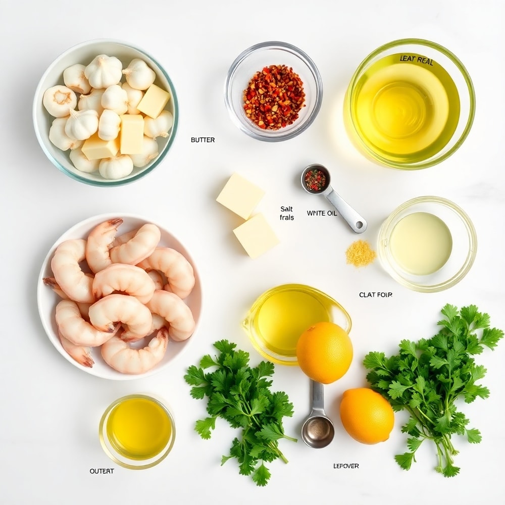 Raw ingredients for Garlic Butter Shrimp Scampi