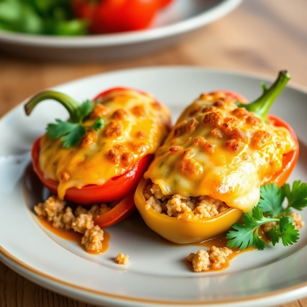 Plated Easy High-Protein Stuffed Bell Peppers