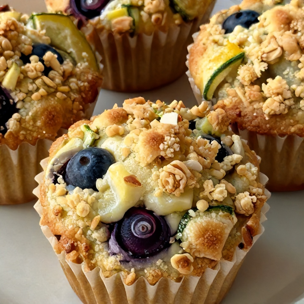 easy lemon blueberry zucchini muffins