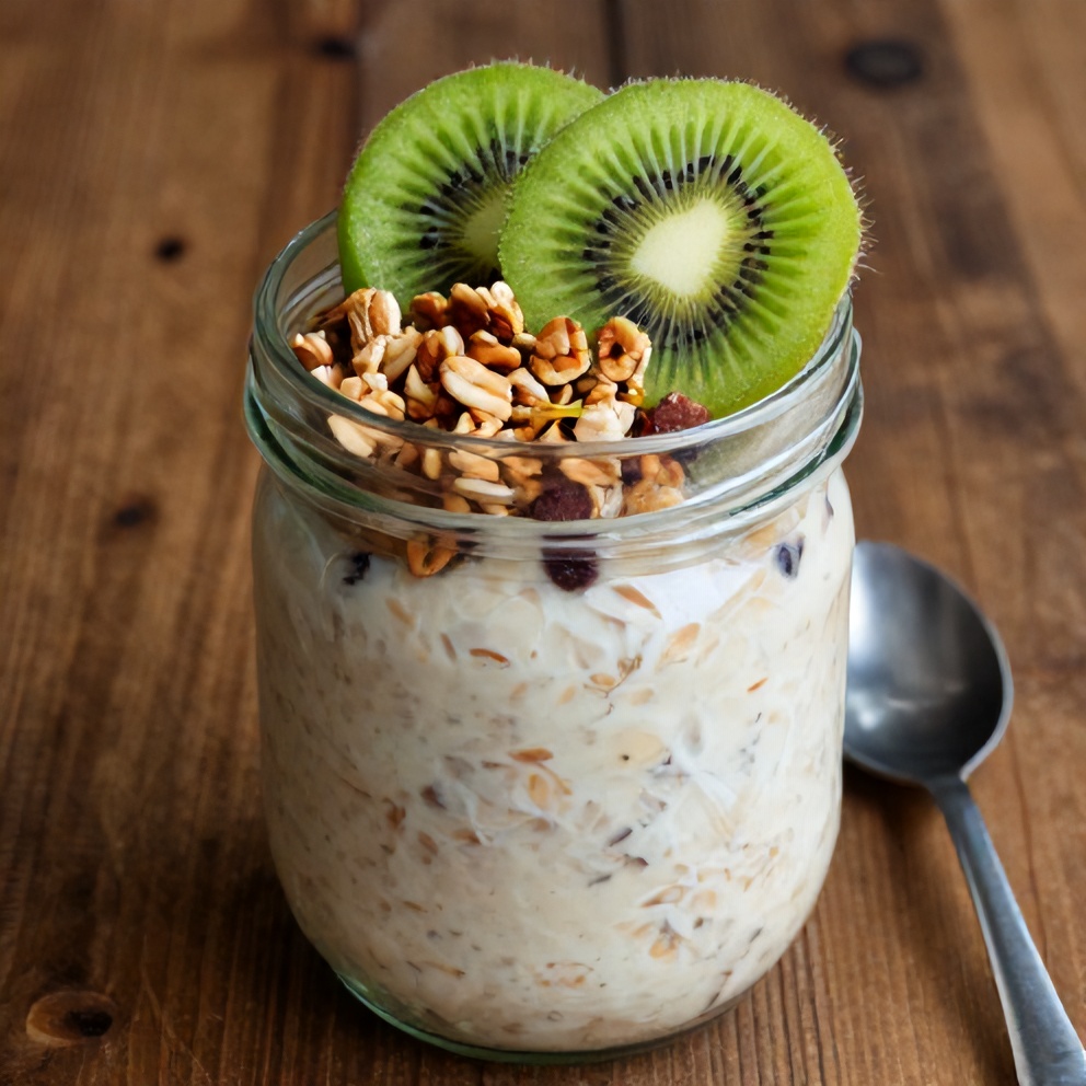 Easy Overnight Oats with Kiwi and Chia Seeds