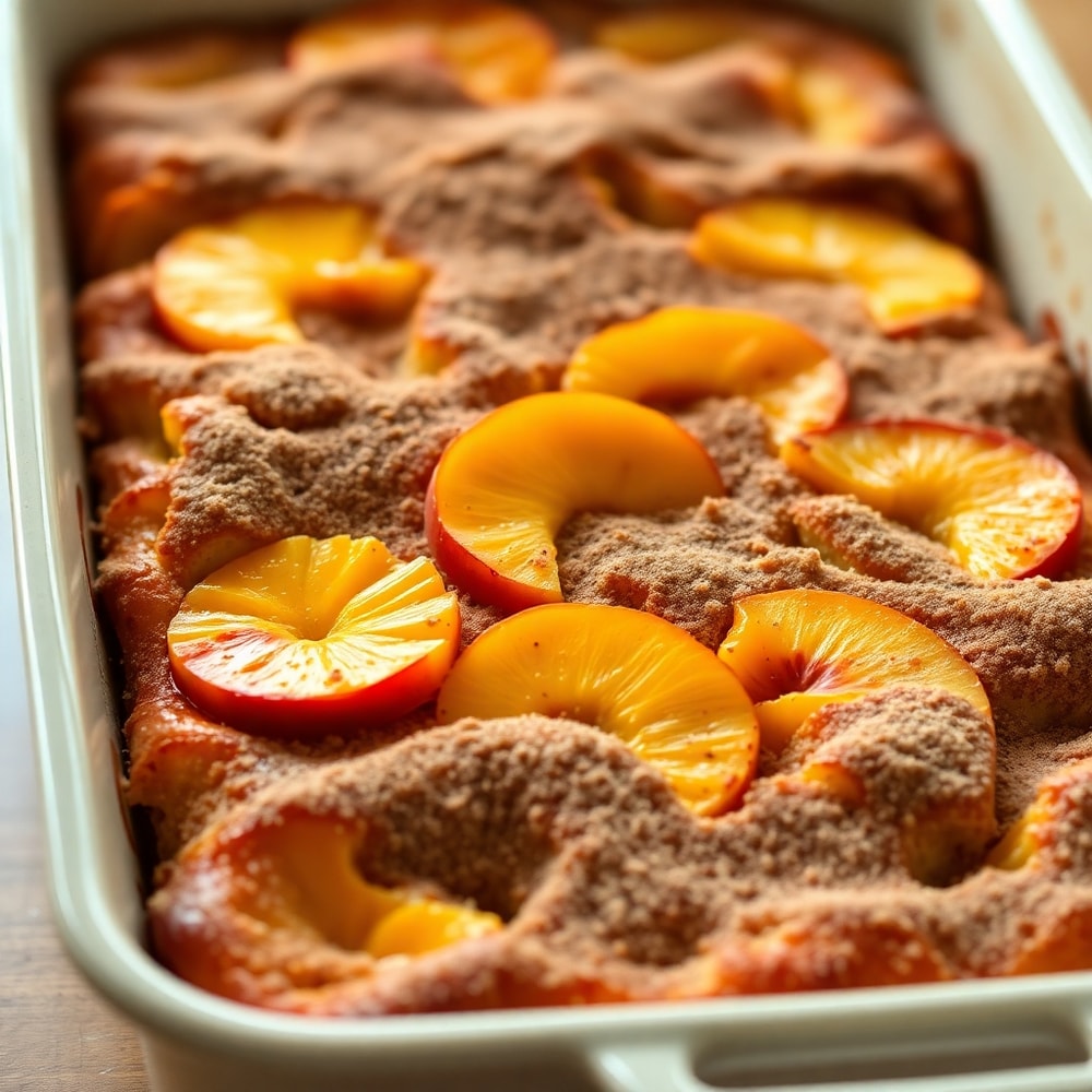 Easy Peach Cobbler French Toast Bake