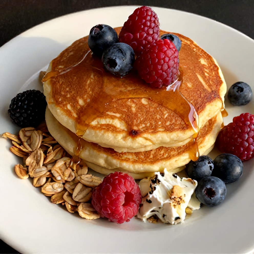 Easy Protein Pancakes with Cottage Cheese and Oats on a plate