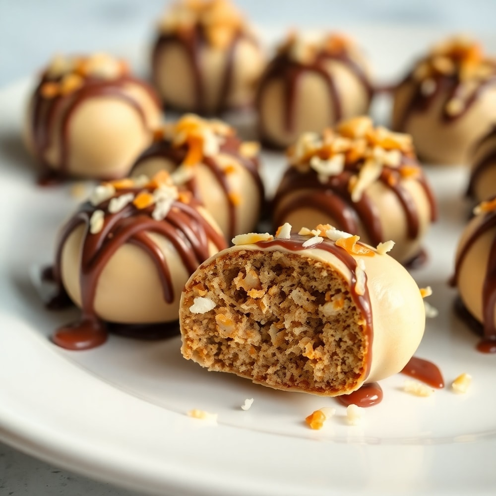Plated Samoa Truffles on a white plate
