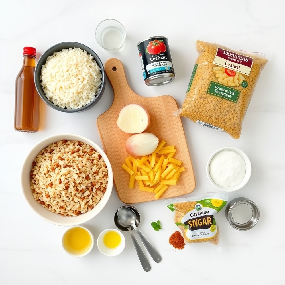 Raw ingredients for Egyptian Koshari