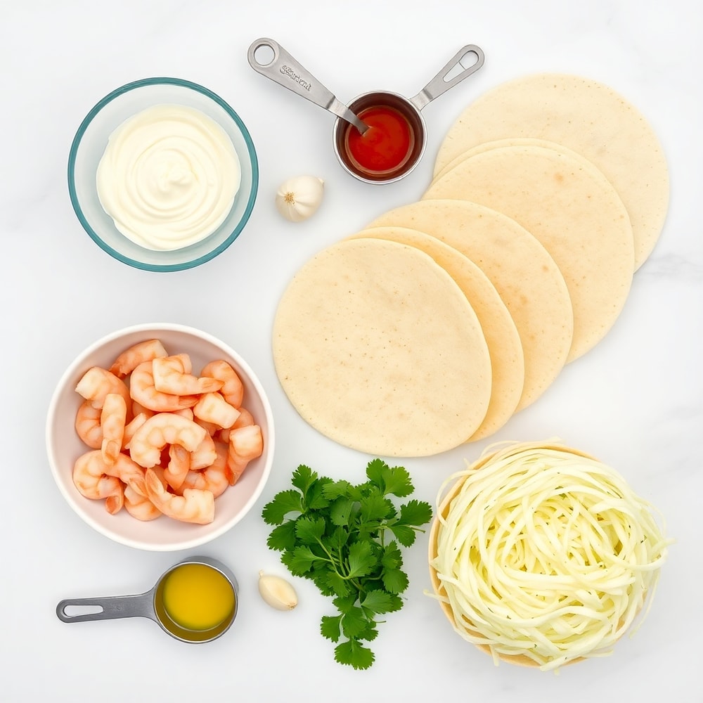 Raw ingredients for firecracker shrimp tacos