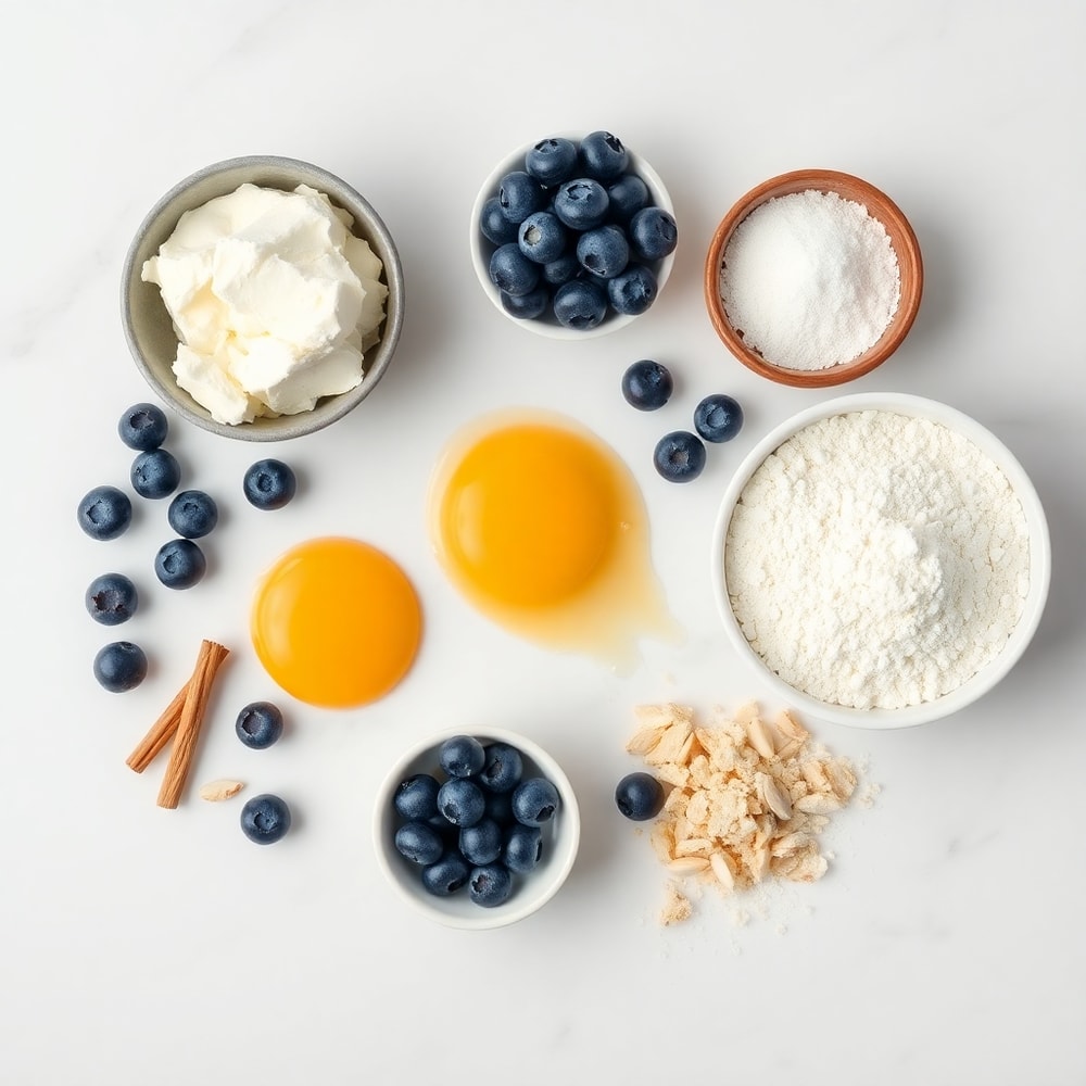 Raw ingredients for Fluffy Cottage Cheese Blueberry Cloud Bread