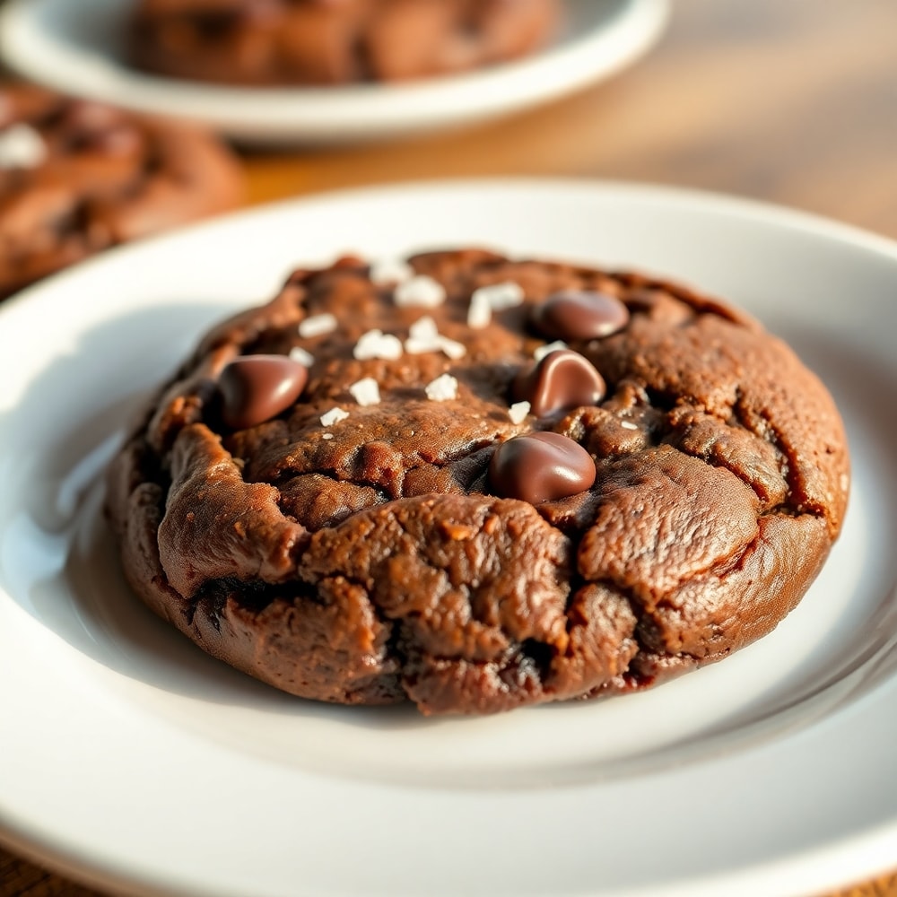 Fudgy chocolate brownie cookie on a plate
