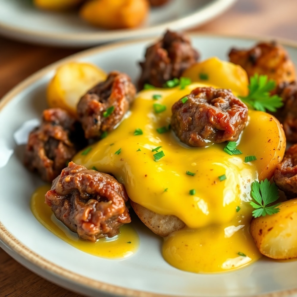 Plated Garlic Butter Steak Bites & Potatoes