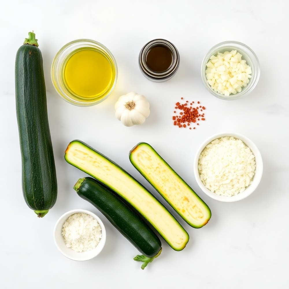 Raw ingredients for Garlic Parmesan Roasted Zucchini