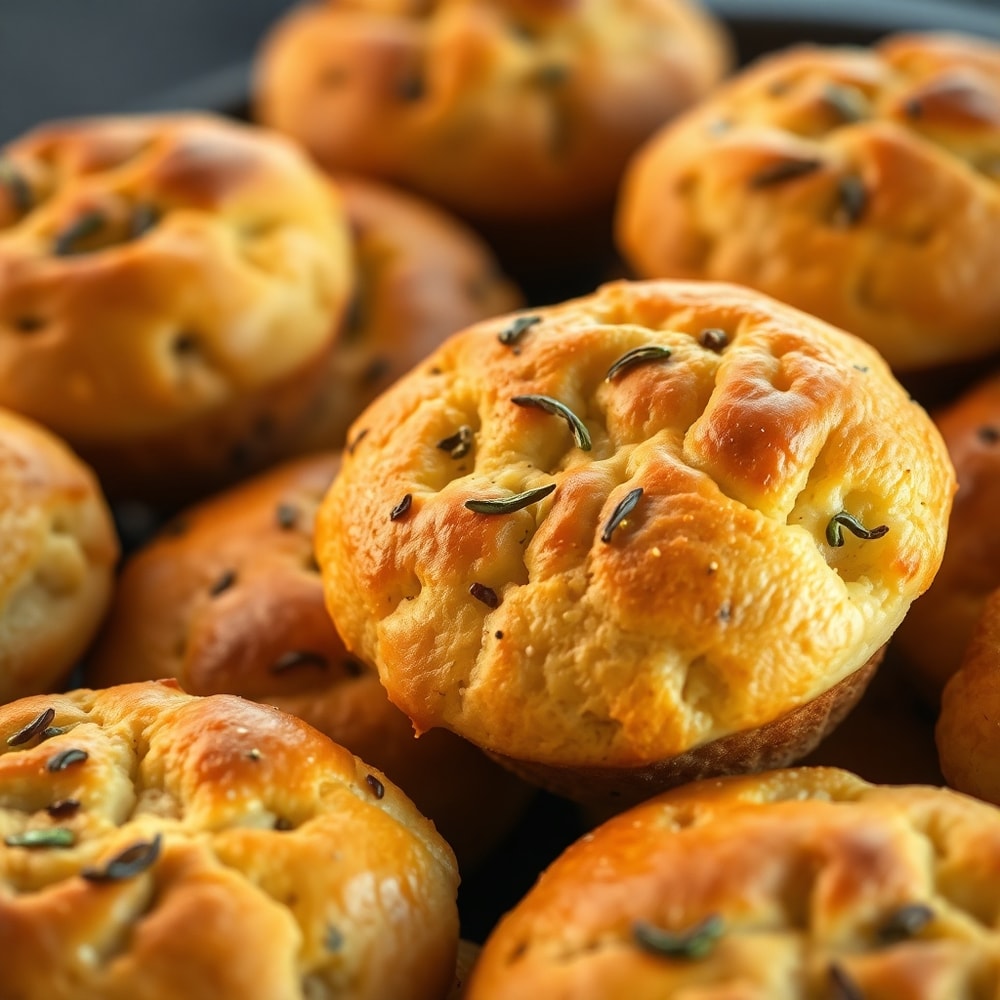 garlic rosemary focaccia muffins